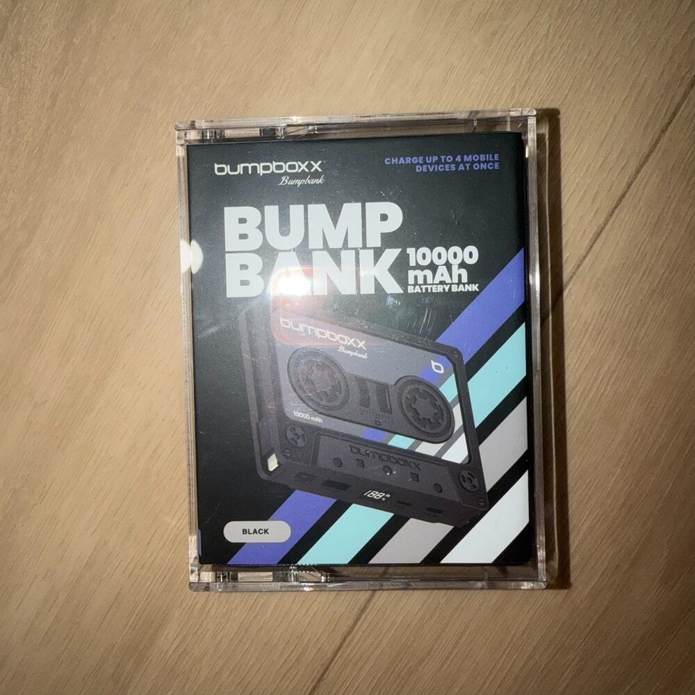 Bumpboxx Bumpbank 10000 mAh Battery Bank Cassette Style Portable Charger Black